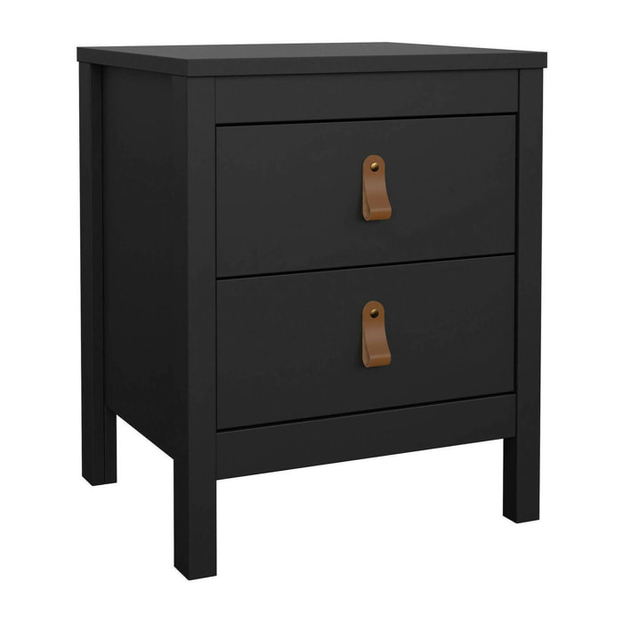 Comodino Fred, Comò basso, Tavolino da notte, Mensola da letto, 44x38 h54 cm, Nero