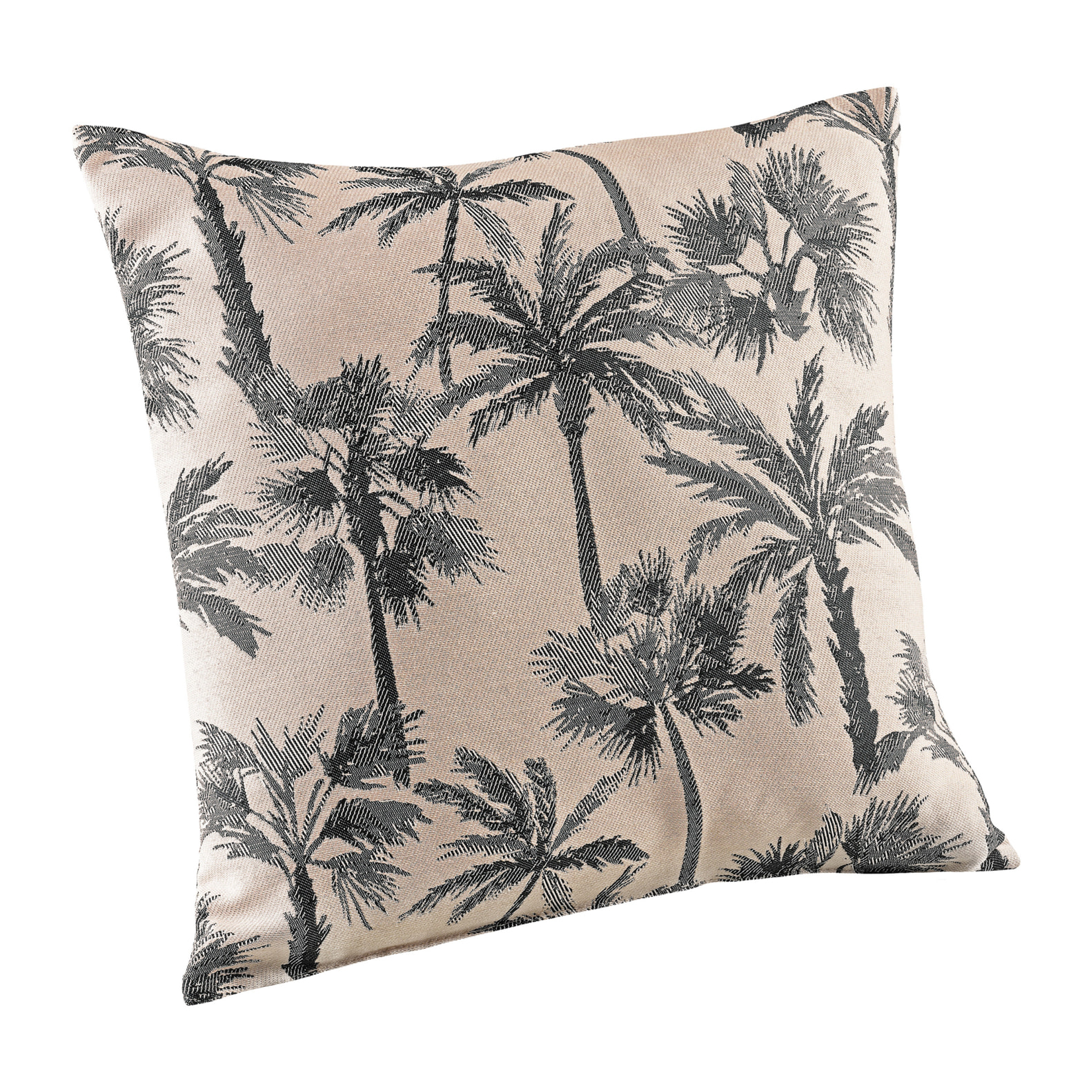 Coussin motif palmier tissé - Bleu