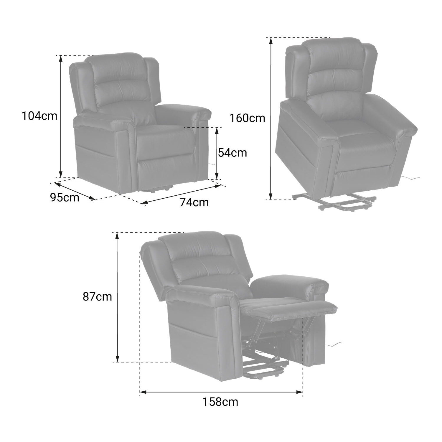 Fauteuil électrique inclinable BERNIE gris