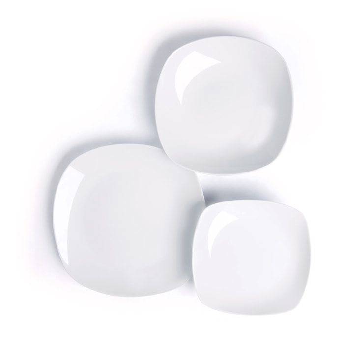 Service de table 18 pièces Excelsa – Square, Porcelaine Blanc