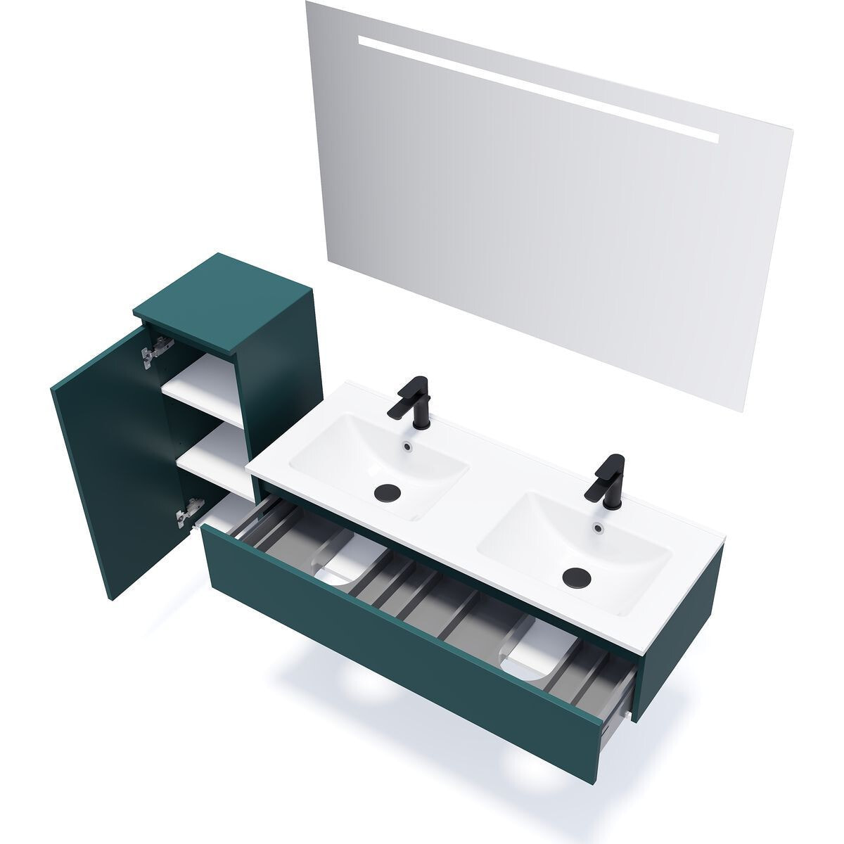 Ensemble double vasque 1 tiroir + miroir - HUDSON