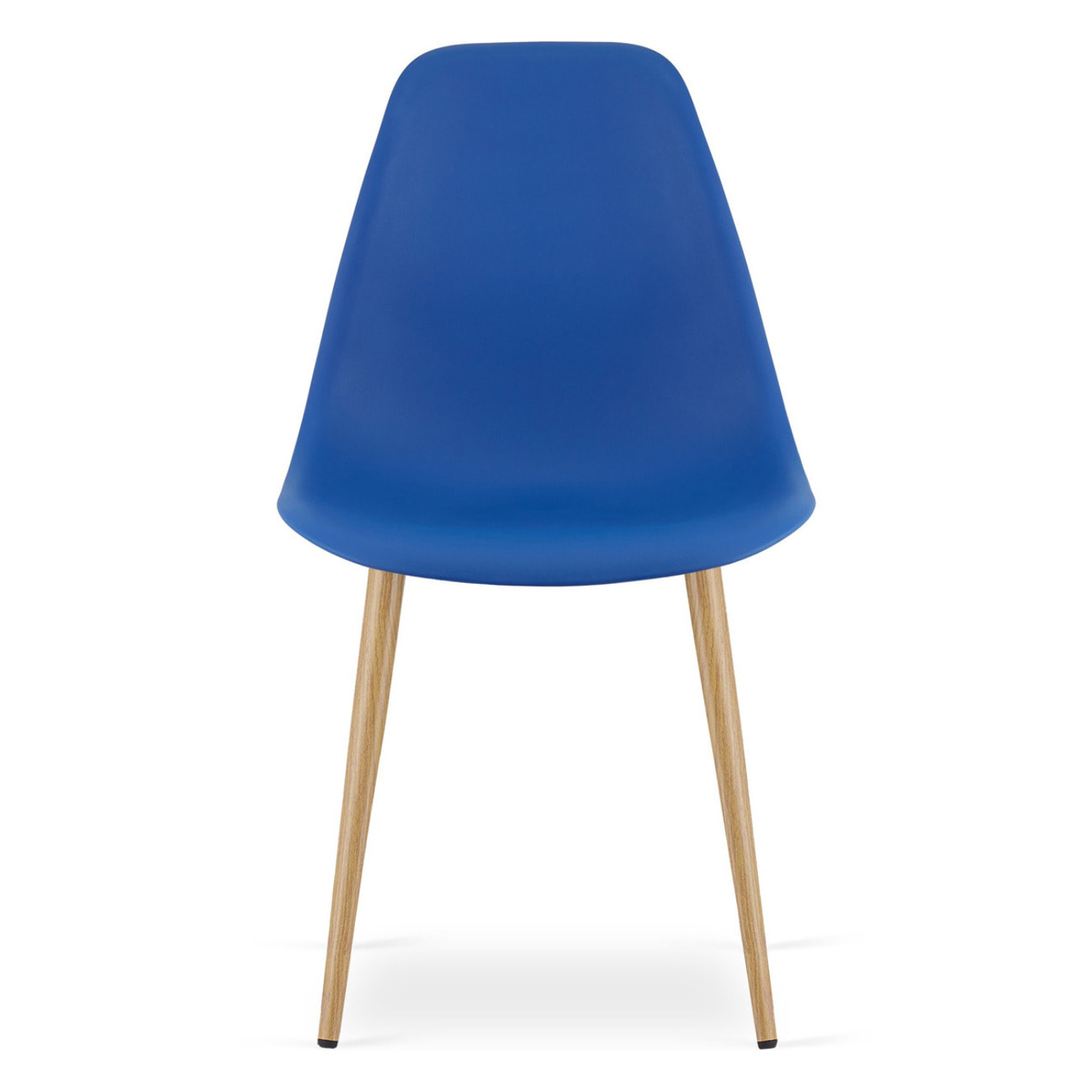 Set di 4 Sedie WAT Blu in Polipropilene con Gambe Effetto Legno