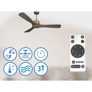 Ventilateur de plafond Réversible  Thermostat Wifi Moteur à courant continu Toits en pente Télécommande Hypersilence Mémoire