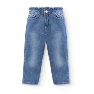 Pantaloni In Denim A Vita Alta Da Bambina