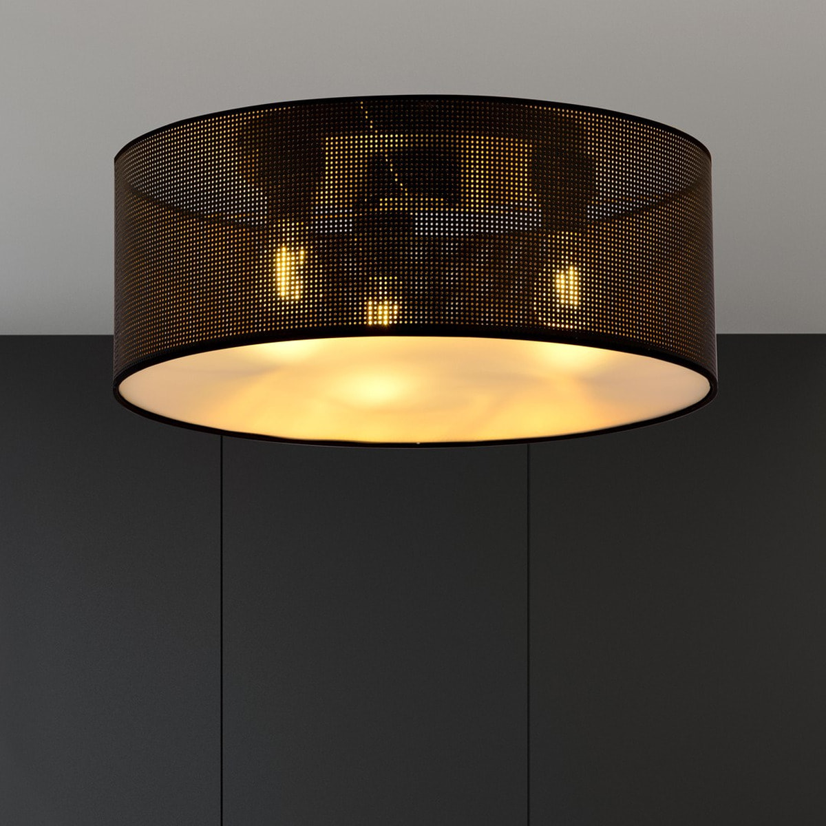 Lampada a sospensione ASTON in acciaio nero e oro
