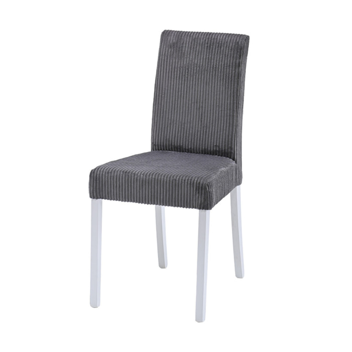 Gemma - lot de 2 chaises - en velours côtelé - Gris