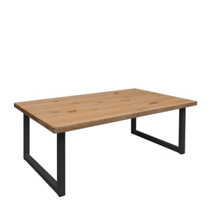Table basse en bois massif ton chêne foncé avec pieds en fer noir 40x100cm Hauteur: 40 Longueur: 100 Largeur: 60