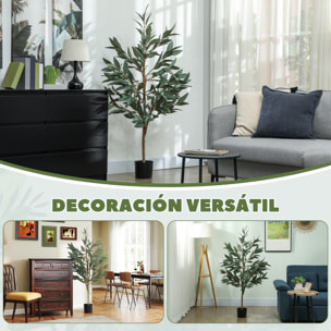 Laurel Artificial 150 cm Planta Artificial con Maceta y Hojas Planta Artificial Decorativa para Interior Verde