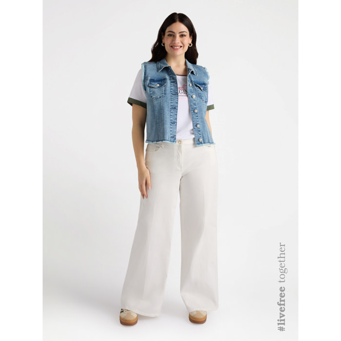 Fiorella Rubino - Chaleco de tejido vaquero - Light - blue