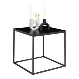Tavolino d'appoggio Vita in nero con struttura in acciaio, 45×45×45 cm