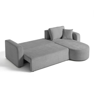 Miro - canapé d'angle réversible - 4 places - convertible avec coffre - en velours texturé - Gris