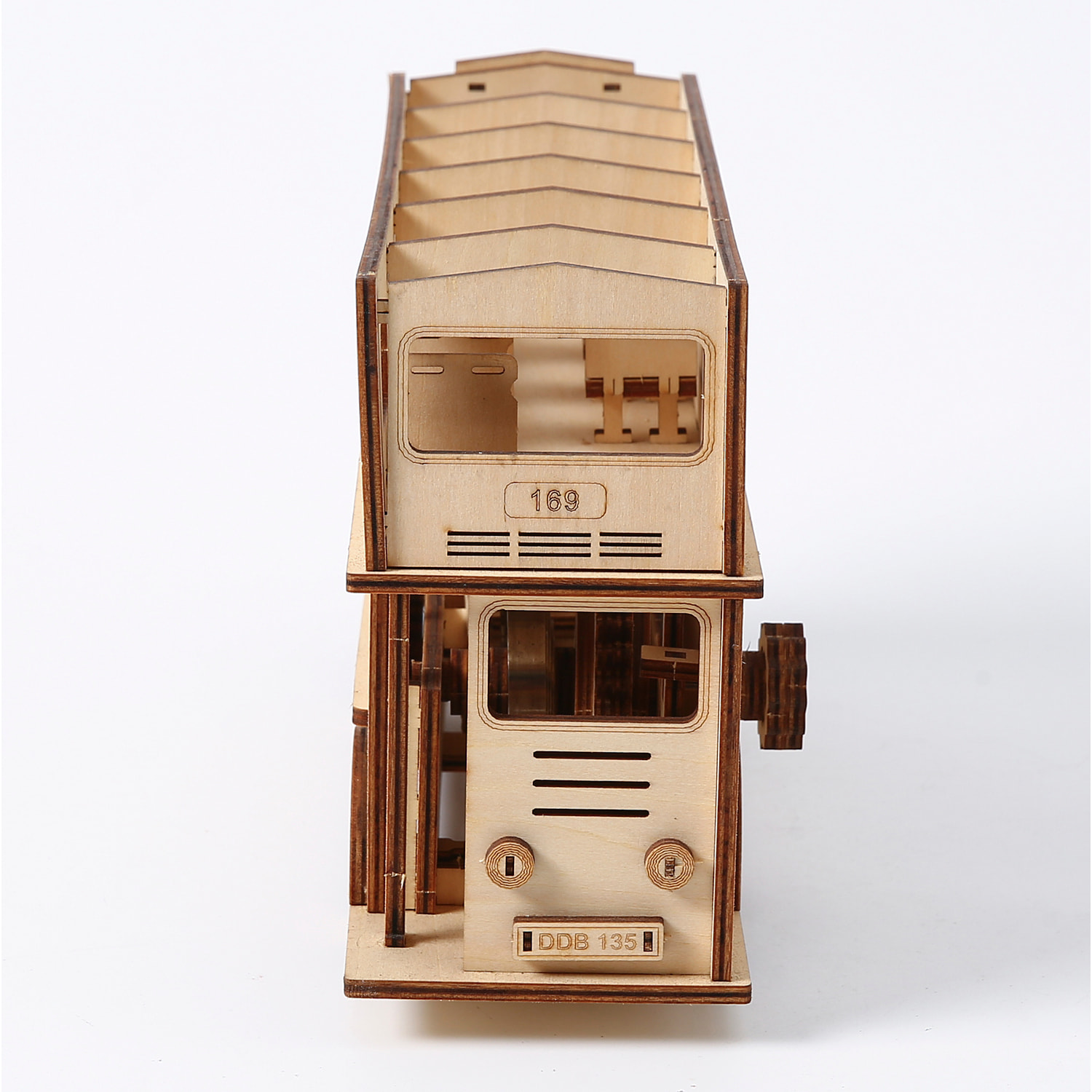 Modello in legno 3D, design di autobus a due piani con movimento meccanico. 349 pezzi.