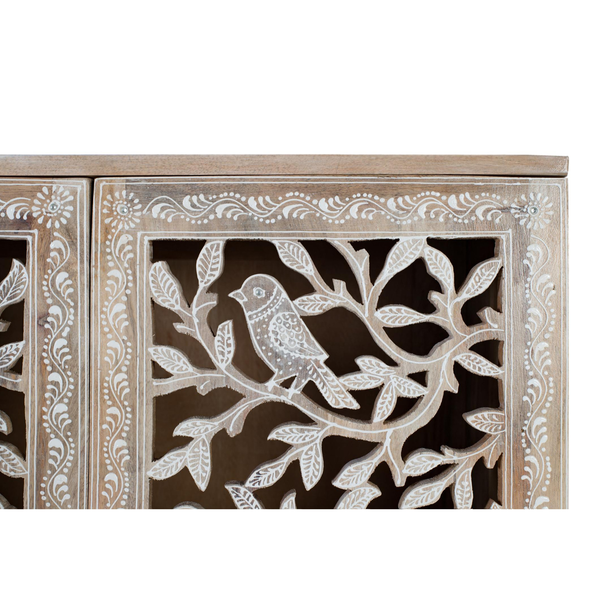 Muebles Auxiliare de Madera de Mango, Mdf 70 Cm Estilo Atresanal Tallado