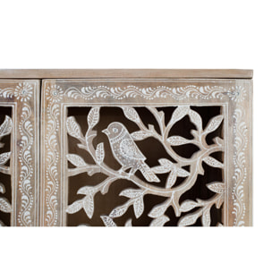 Muebles Auxiliare de Madera de Mango, Mdf 70 Cm Estilo Atresanal Tallado