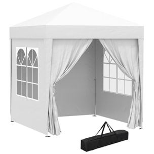 Carpa Plegable Pop-up Gazebo 2x2 m Cenador Plegable con 4 Paredes Laterales Anti-UV y Bolsa de Transporte para Camping Fiestas Blanco