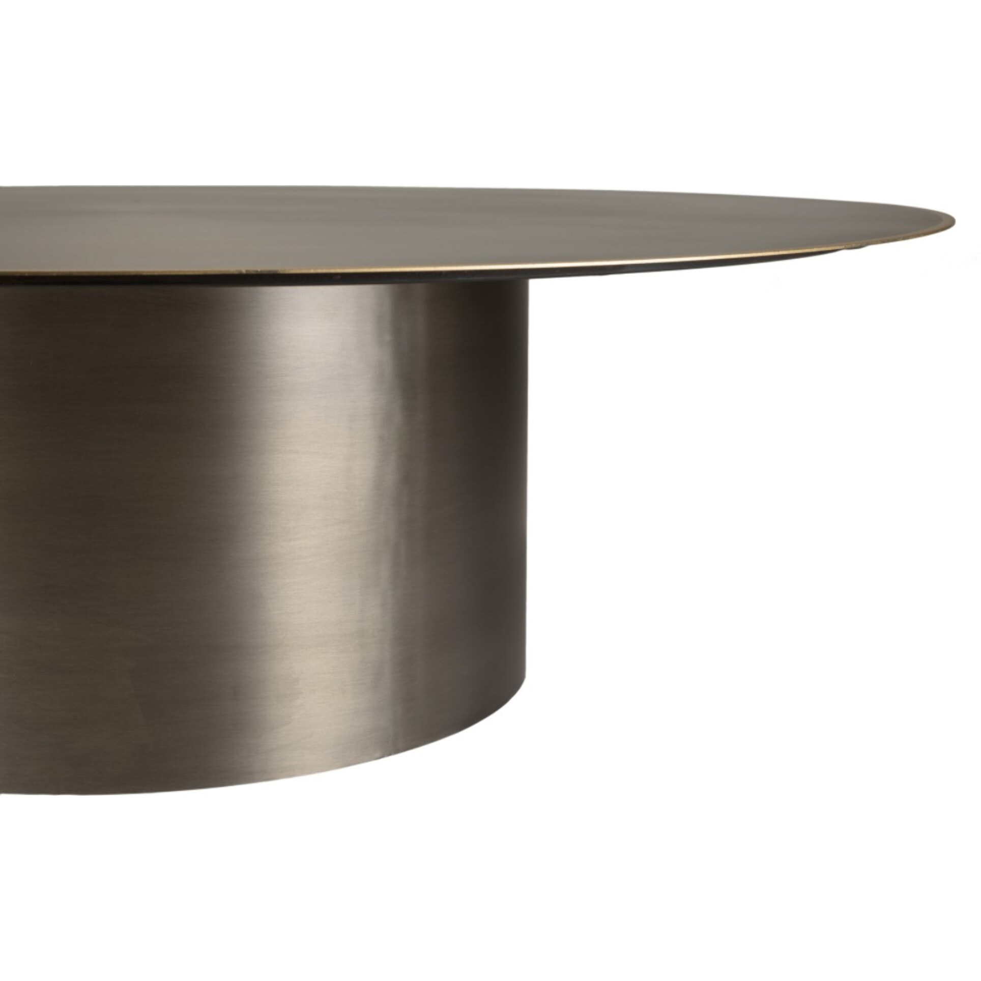 JAMES - Table basse ronde 120x120cm en fer noir et bordure dorée