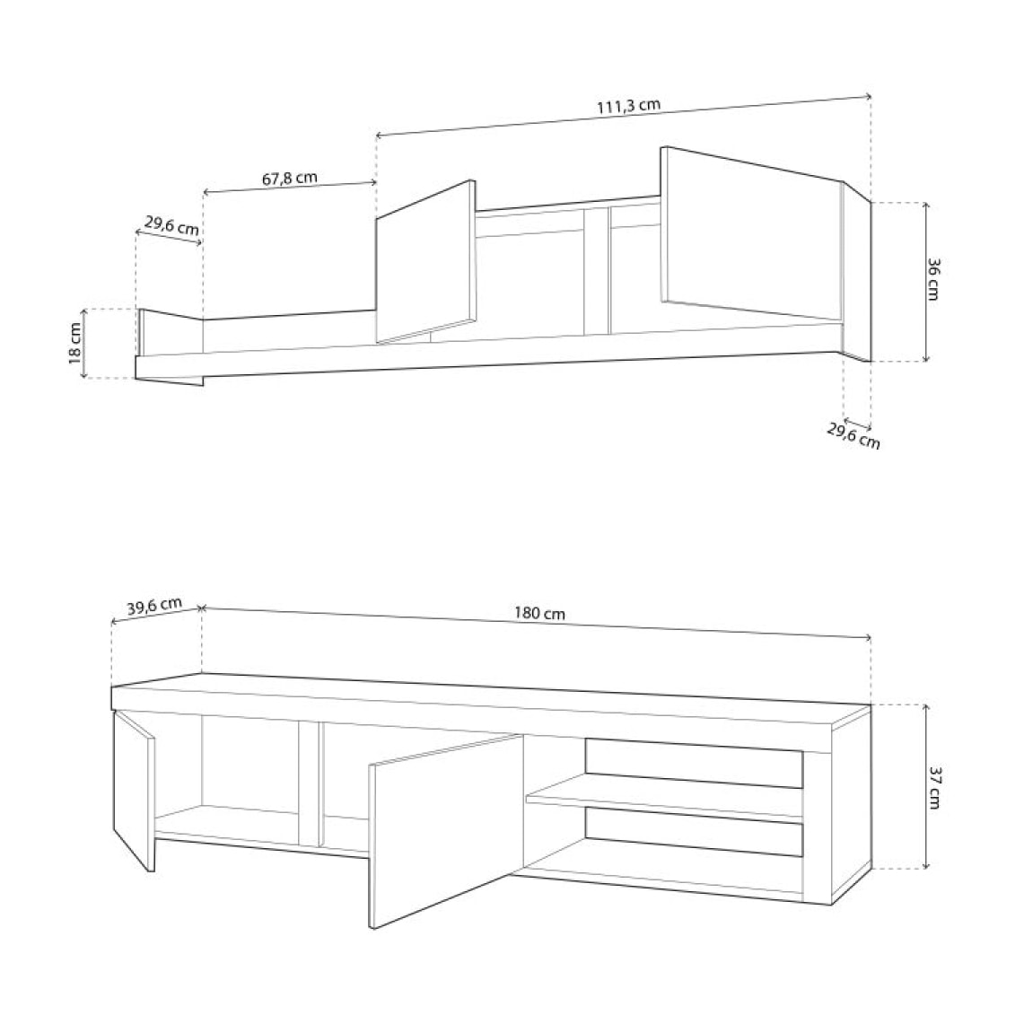 Salón Axis 180 Blanco - Ceniza