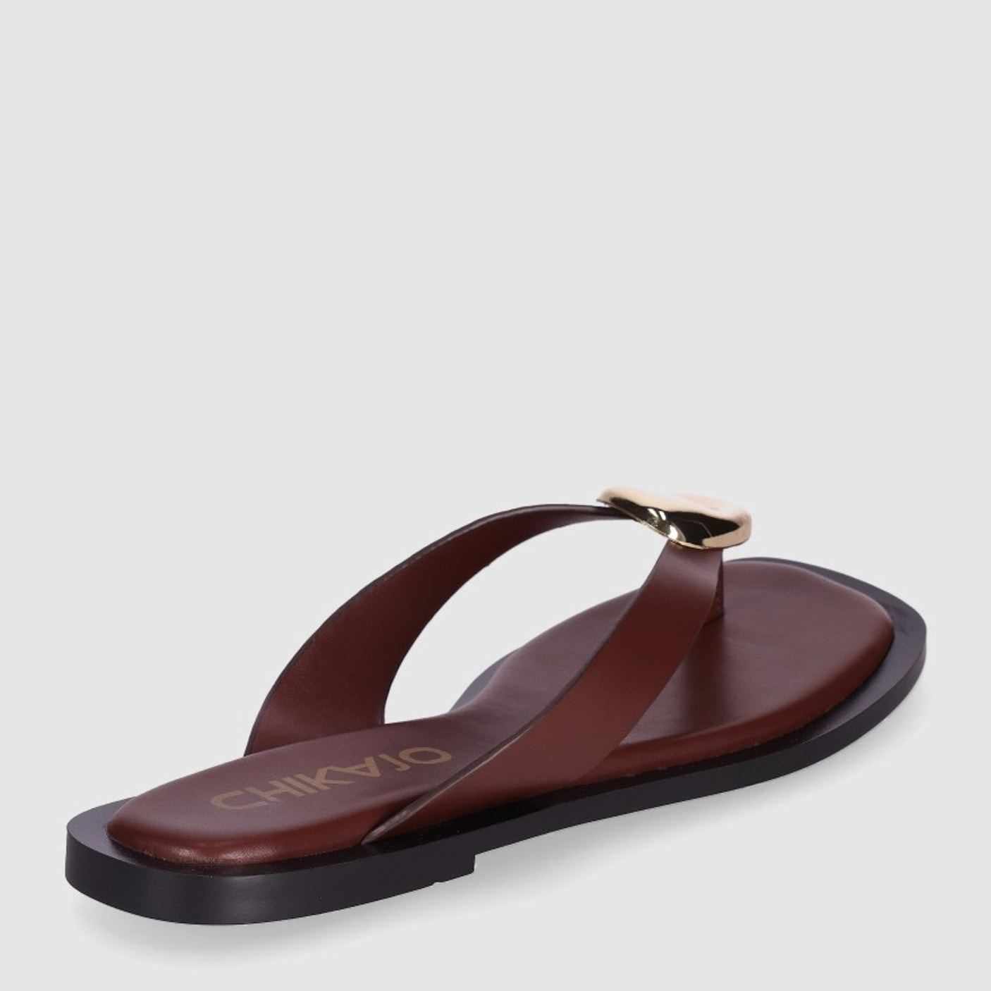 Sandalias de Piel Sintética - Marron - Tacón: 1 cm