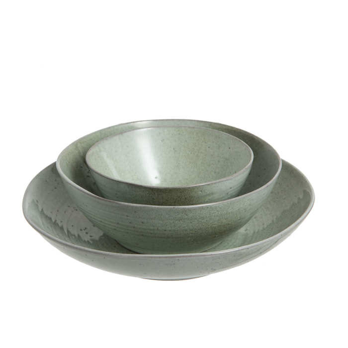 J-Line assiette Profonde Eclaboussures - porcelaine - menthe - 4 pcs