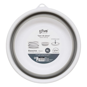 Bassine rétractable 8 L blanc gris clair