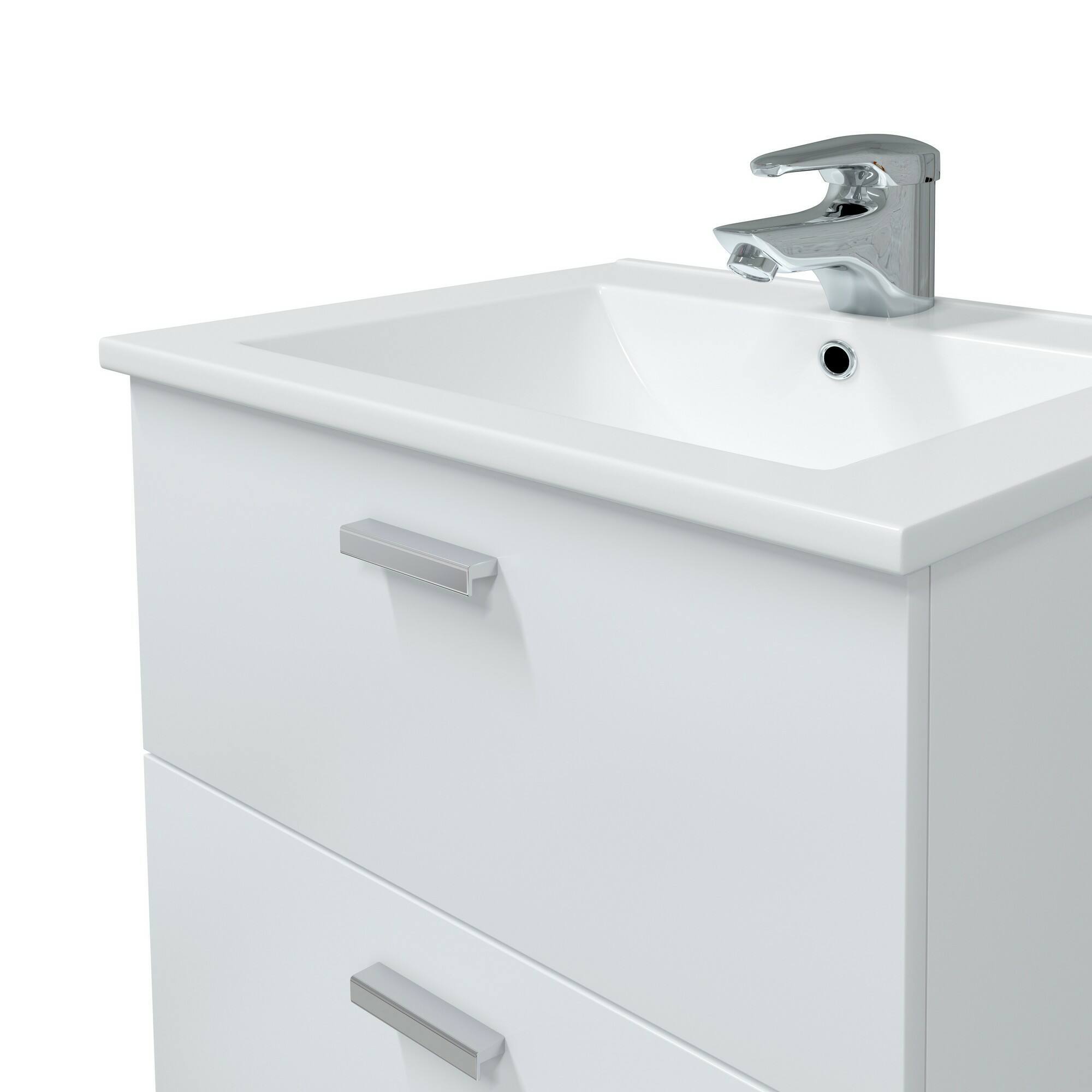 Mobile sottolavabo Doksuri, Mobiletto da bagno, Contenitore porta lavabo, Armadio per lavandino, 60x45 h50 cm, Bianco lucido