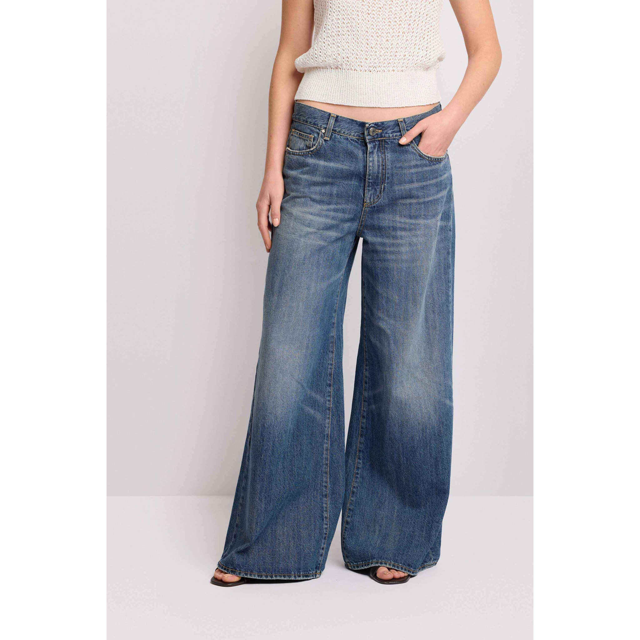 Kocca - Pantaloni stile baggy gamba larga Donna, Denim