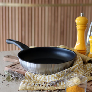 Poêle antiadhésive en acier inoxydable 24cm - tous feux FIRST