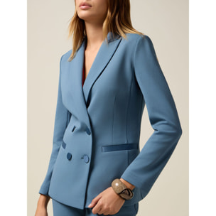 Oltre - Blazer doppiopetto con bottoni foderati - Azzurro