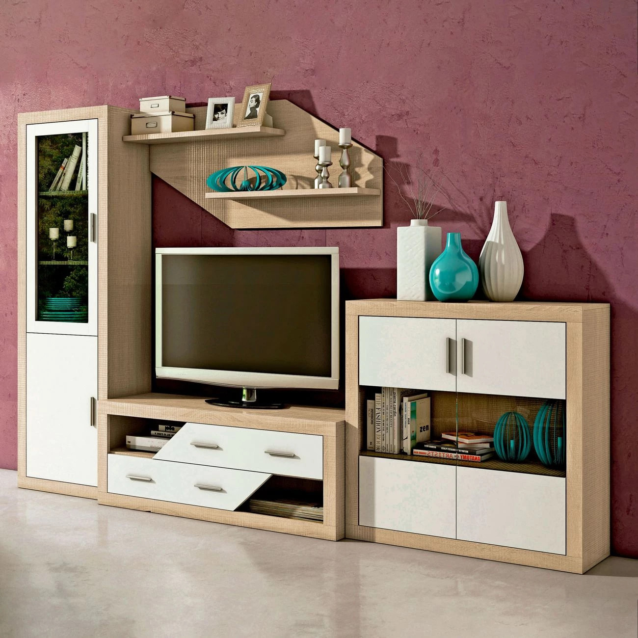 Bodeguero 2 puertas en cambria y blanco 110 cm Nuka Cambria - Blanco