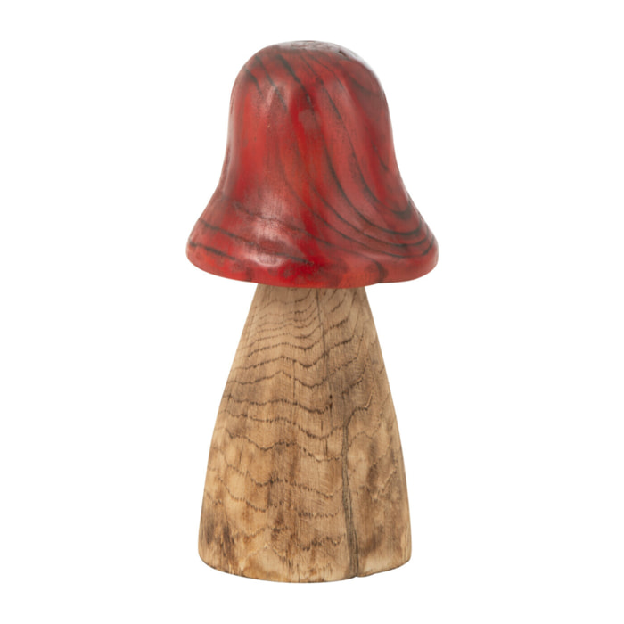 J-Line décoration Champignon Cloche 
- bois - rouge/naturel - small