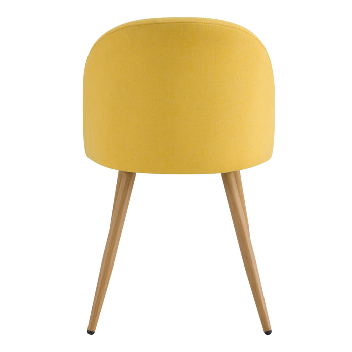 Lot de 2 chaises en tissu jaune et pieds en métal - Cozy