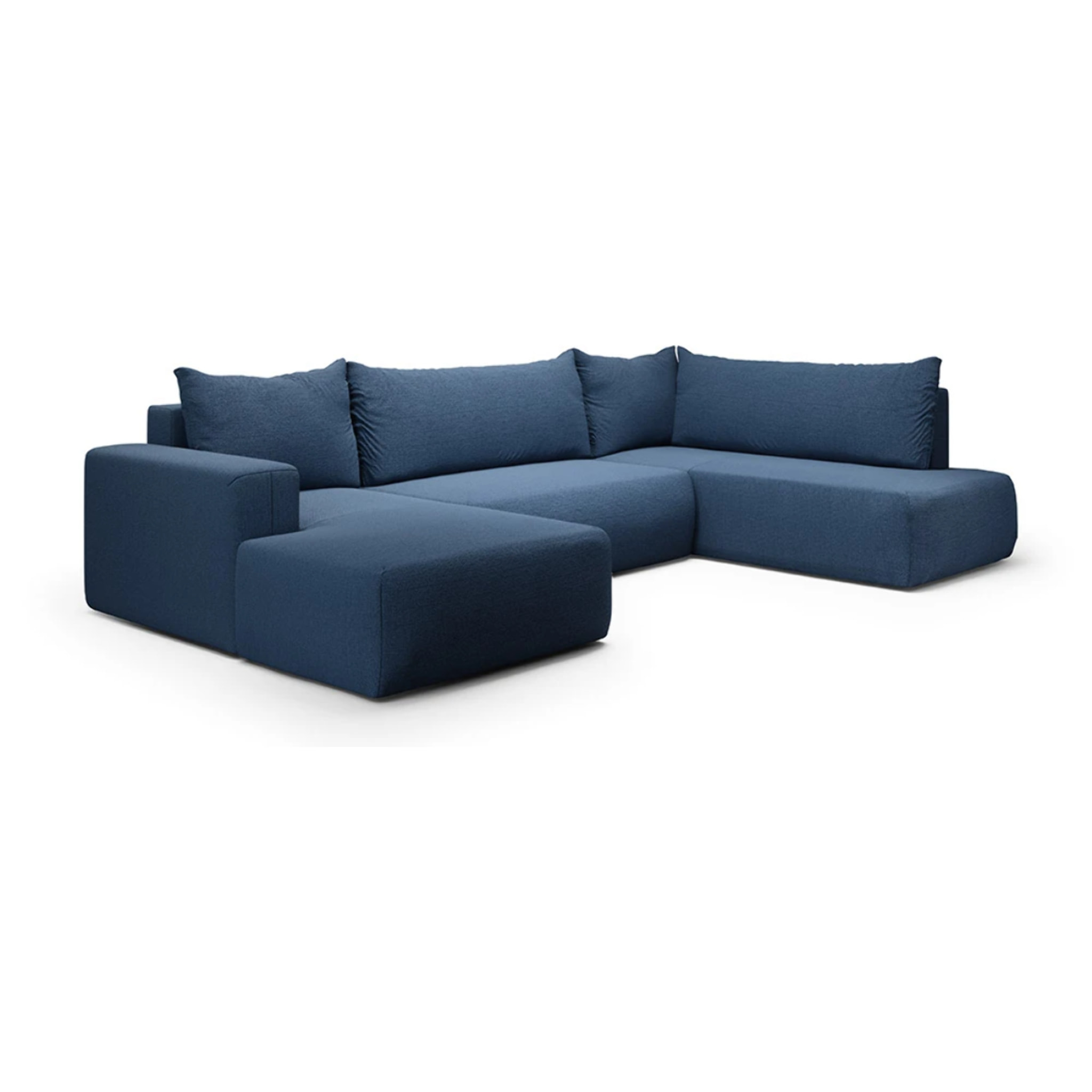 NALA - Canapé panoramique droit 5 places en tissu bleu foncé