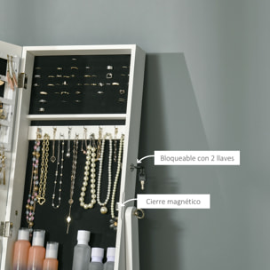 Espejo Joyero Pie con 4 ángulos Ajustables Cerradura Magnética 46x36,5x151,5 cm