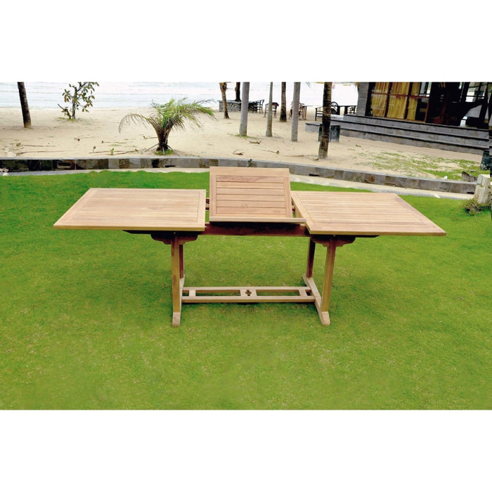 Table de jardin rectangle extensible en teck brut 10 personnes ADAGNA