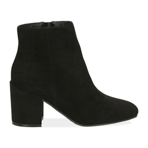 Ankle boots nero in microfibra, tacco 7,5 cm