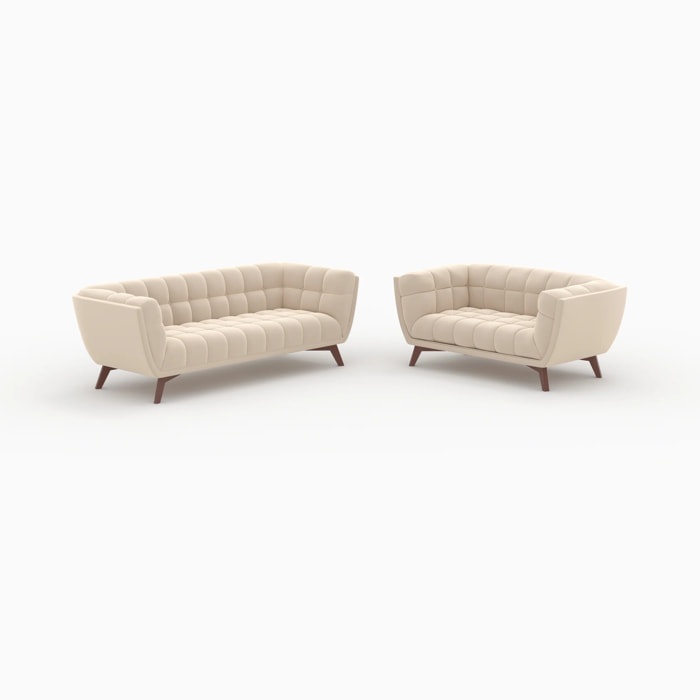 Ensemble canapés en velours beige 5 places - Mona
