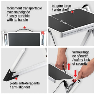 Marche Pied 2 marches pliant & anti-dérapant léger en Acier - Max 150kg MSV