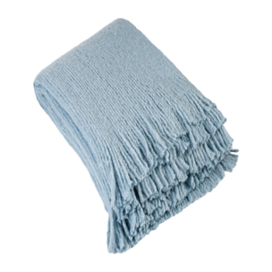 Plaid maille  - Effet laine tricotée - Bleu