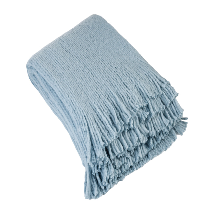 Plaid maille  - Effet laine tricotée - Bleu