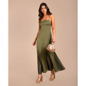 Vestido midi de corte imperio con tirantes