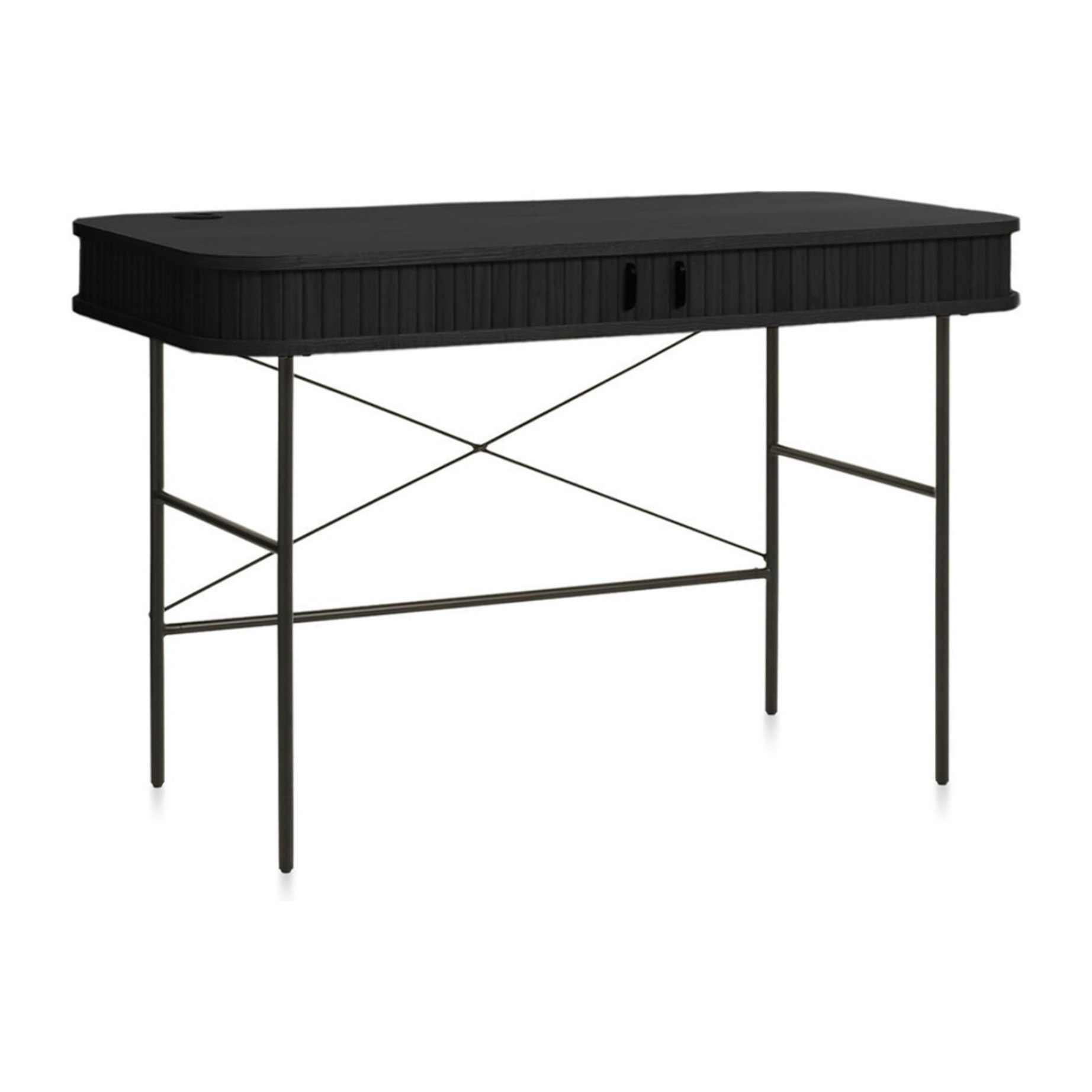 Bureau Bois Noir Alba, L.120 x P.60 x H.75 cm, Style Minimaliste
