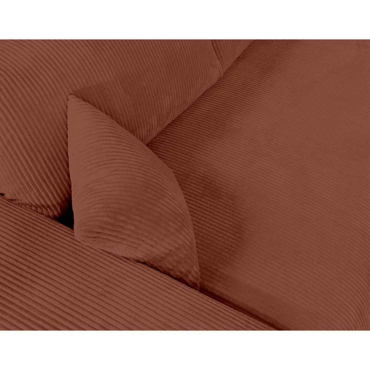 Garance - canapé droit 3 places - en velours côtelé - Terracotta