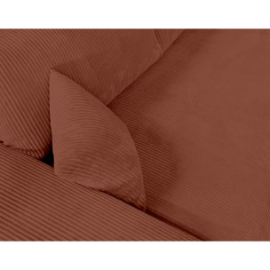 Garance - canapé droit 3 places - en velours côtelé - Terracotta