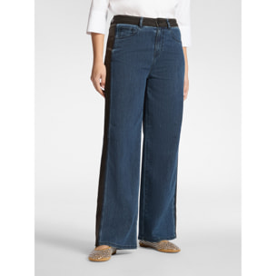 Elena Mirò - Jeans de pierna ancha con perfiles laterales, "Wanda" - Azul