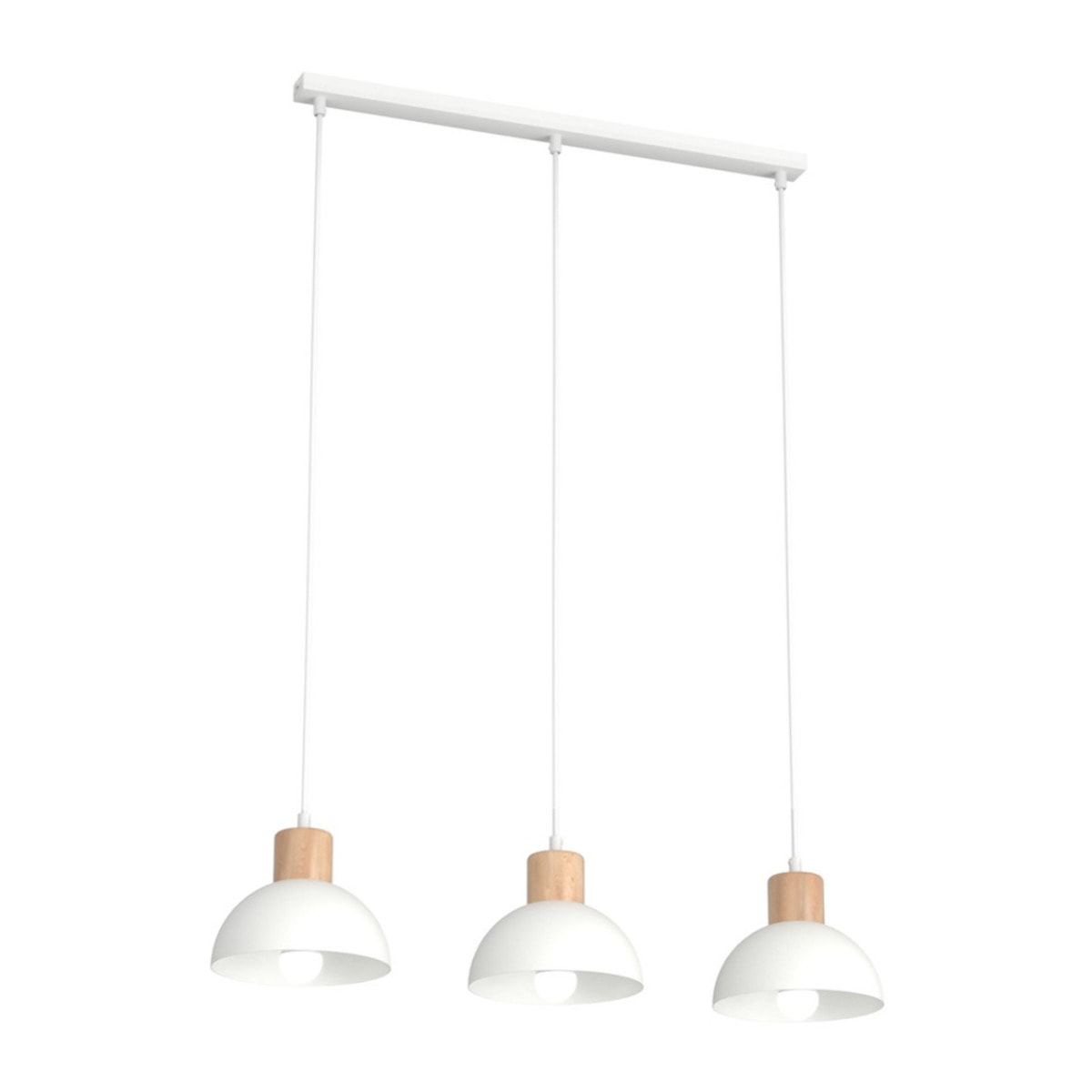Lampada a sospensione Seco in acciaio bianco opaco e legno
