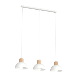 Lampada a sospensione Seco in acciaio bianco opaco e legno
