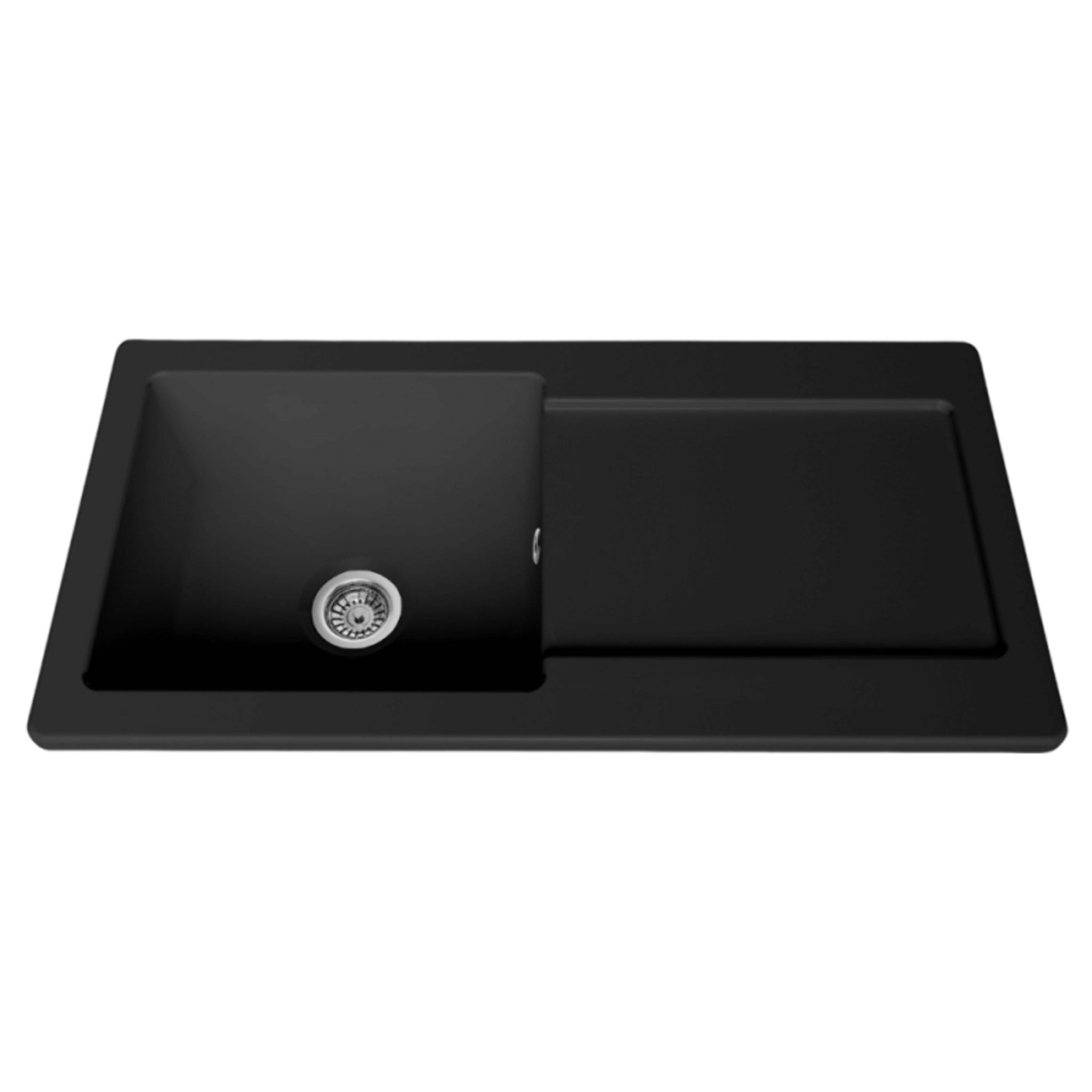Evier 1 cuve avec égouttoir et vidage manuel Arkitekt noir mat