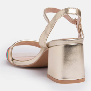 Sandalo con fascia e tacco ampio - PLATINO