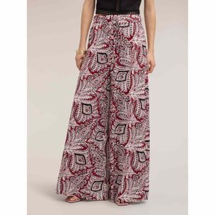 Motivi - Pantaloni palazzo con stampa - Bordeaux