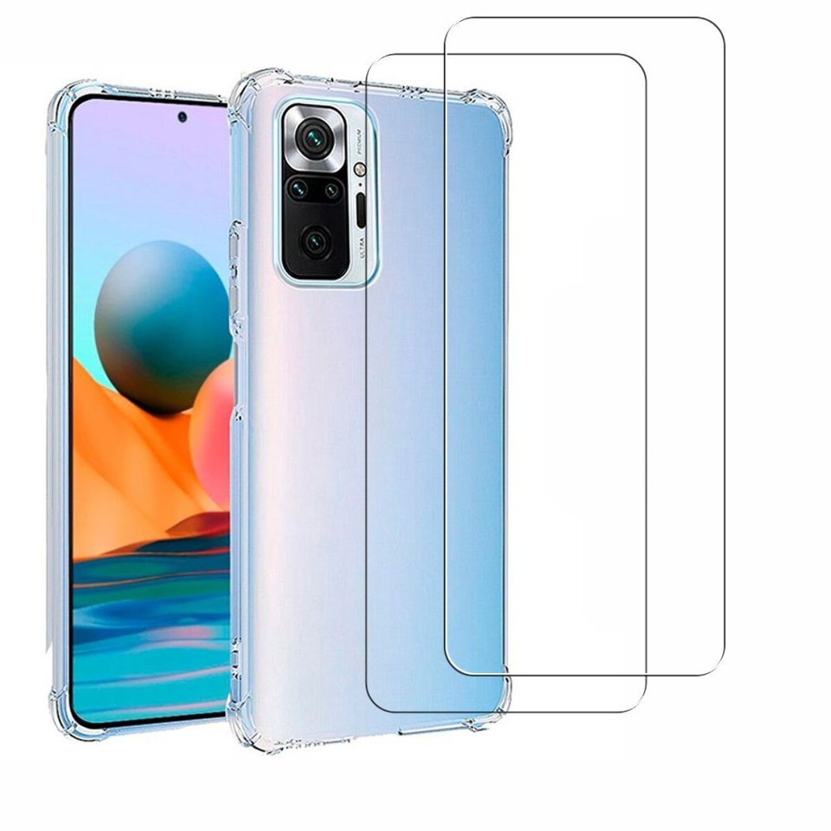 Coque Xiaomi Redmi Note 10 Pro Antichoc Silicone + 2 Vitres en verre trempé Protection écran